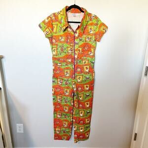 Blue Platypus Brownstone Betties Jumpsuit coveralls in Pumpkin & Olive xs